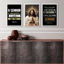 Ver imagem 1 de Kit 3 Quadros Evangélicos para Cozinha- o Senhor É Meu Pastor 45x34cm - com Vidro:madeira Branca