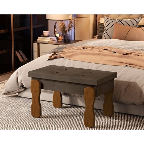 Puff, Banqueta, Recamier Captone Madri Pés de Madeira 0,97 Cor Marrom - Comprar Moveis em Casa