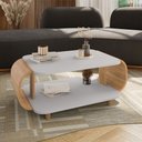 Ver imagem 1 de Mesa de Centro Decorativa Floripa com Pés de Madeira Maciça Off-white/cinamomo
