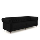 Ver imagem 2 de Sofá Living Sala de Estar Stanford Chesterfield 3 Lugares 240cm Pés de Madeira Couro Preto G58 - Gra