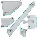 Ver imagem 1 de Acessórios para Banheiro em Vidro 8mm 5 Peças de Canto - Vildrex Kit Acessórios Fumê