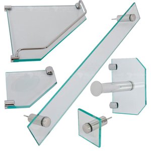 Acessórios para Banheiro em Vidro 8mm 5 Peças de Canto - Vildrex Kit Acessórios Fumê