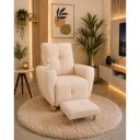 Ver imagem 2 de Poltrona de Amamentação Lara Balanço Puff Elegância e Sofisticação para o Quarto do Bebê Linho