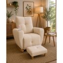 Ver imagem 4 de Poltrona de Amamentação Lara Balanço Puff Elegância e Sofisticação para o Quarto do Bebê Linho