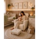 Ver imagem 3 de Poltrona de Amamentação Lara Balanço Puff Elegância e Sofisticação para o Quarto do Bebê Linho