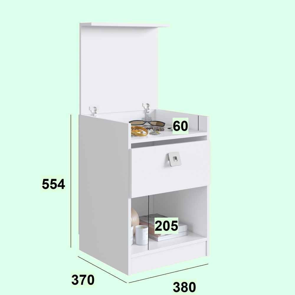 Mesa de Cabeceira com Gabinete Oculto 38cm Linha Lock Lk055 Art In Móveis Branco - 3