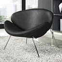 Ver imagem 1 de Poltrona Trevo Couro Natural Preto Base Cromada