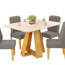 Ver imagem 3 de Conjunto Sala de Jantar Mesa Tampo Retangular Chanfrado Curvo Mad/vid 120 X 90cm Kiara Cedro Off Whi