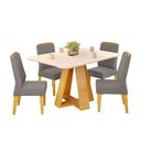 Ver imagem 2 de Conjunto Sala de Jantar Mesa Tampo Retangular Chanfrado Curvo Mad/vid 120 X 90cm Kiara Cedro Off Whi