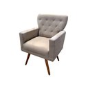 Ver imagem 1 de Poltrona Decorativa Aurora Suede Bege Pés Madeira Ms Decor