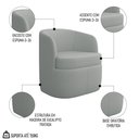 Ver imagem 3 de Poltrona Giratória Decorativa para Sala Dandara K04 Bouclê Cinza - Mpozenato