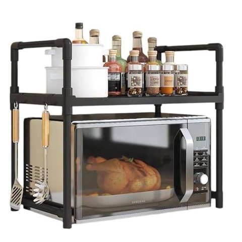 Rack de Bancada Cozinha Suporte pra Micro-Ondas e Utensílios Cor:Preto;Tamanho:U