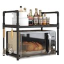 Ver imagem 1 de Rack de Bancada Cozinha Suporte pra Micro-Ondas e Utensílios Cor:Preto;Tamanho:U
