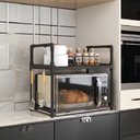 Ver imagem 2 de Rack de Bancada Cozinha Suporte pra Micro-Ondas e Utensílios Cor:Preto;Tamanho:U