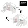 Cama Casinha com Janela e Escada/ Escorregador Madeira Maciça Branco/ Rosa Housin - 6