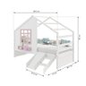 Cama Casinha com Janela e Escada/ Escorregador Madeira Maciça Branco/ Rosa Housin - 4