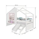 Ver imagem 4 de Cama Casinha com Janela e Escada/ Escorregador Madeira Maciça Branco/ Rosa Housin