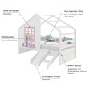 Ver imagem 3 de Cama Casinha com Janela e Escada/ Escorregador Madeira Maciça Branco/ Rosa Housin