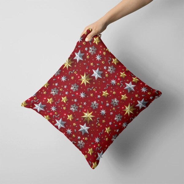 Kit 3 Almofadas Decorativas Multi Estrelas Natalinas 45x45cm - 5