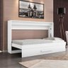 Cama Solteiro Dobrável de Parede - Branco Brilho - 4