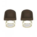 Ver imagem 1 de Kit 2 Cadeira de Jantar Luxo Base de Metal Dourado Sala Esritório Recepção Suede Veludo Marrom do