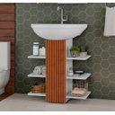 Ver imagem 1 de Gabinete Banheiro Pia de Coluna Mark Flex Collor Branco Ripado - Potenza Móveis