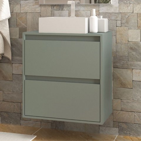 Gabinete para Banheiro com Cuba 60cm Mdf Verde Dubai - On Móveis