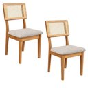 Ver mais imagens de Mesa Jantar Redonda 105cm com 4 Cadeiras Estofadas 100% Mdf Cor:freijó com Preto Fosco e Linho Bege