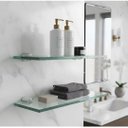 Ver imagem 1 de Kit 2 Suportes Porta Shampoo de Vidro Incolor Banheiro Luxo 30cmx10xcmx6mm