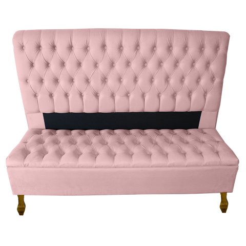 Cabeceira e Recamier Iza para Cama Box Casal Queen 1.60 - Suede - Sv Decor: Rosa