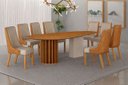 Ver imagem 1 de Conjunto Jantar 08 Cadeiras Maciça 2x1 Pilar - Arbo Design - Cinamomo Linho Bege