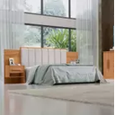 Ver imagem 1 de Cabeceira Casal Iris 1,40m com Mesa de Cabeceira Estofada 100% Mdf D Doro Móveis - Cinamomo