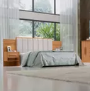 Ver imagem 1 de Cabeceira Casal Iris 1,40m com Mesa de Cabeceira Estofada 100% Mdf D Doro Móveis - Cinamomo