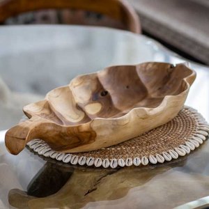 Fruteira Artesanal Esculpida em Madeira Teca Importada Bali