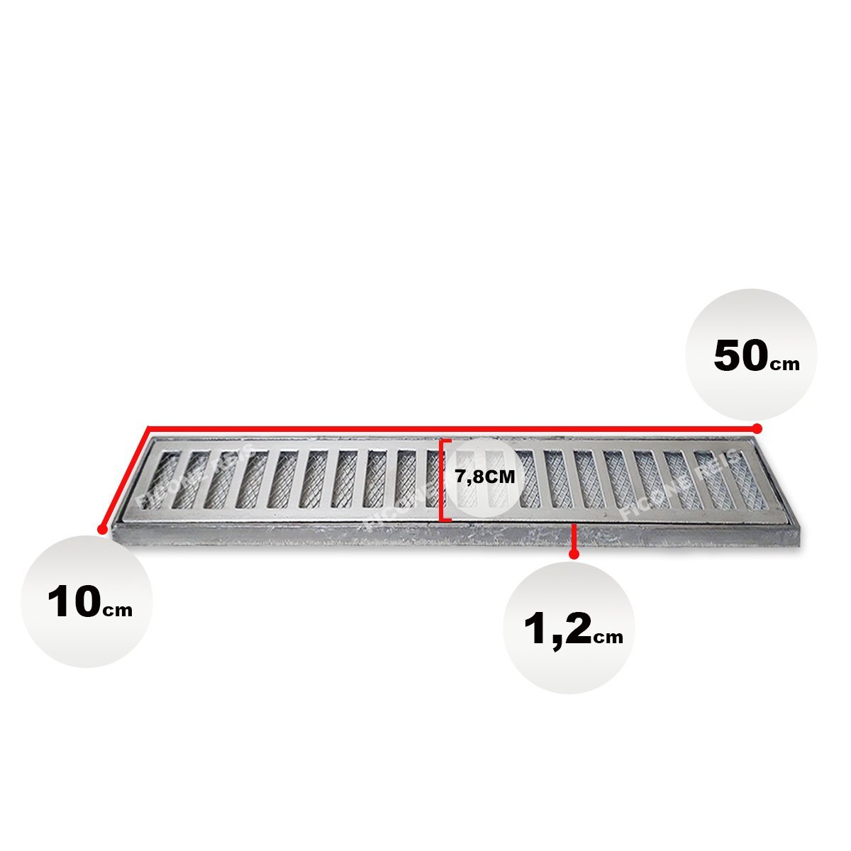 Kit 1 metro Grelha Pluvial 10X50 Alumínio Com Aro E Tela Anti Escorpião ( 2 peças 10x50) - 4