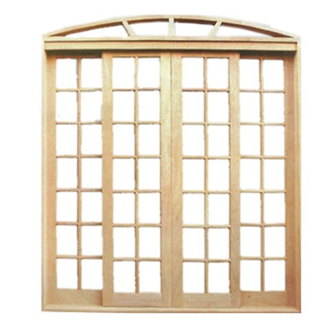 Porta Balcão de Correr de Madeira Cedro Arana Quadriculada em Arco Bat.14 Cm- 2.35 (a) X 2.20 (l)