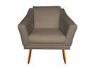 Ver imagem 1 de Poltrona Decorativa Agatha Suede Capuccino Pés Madeira Mz Decor