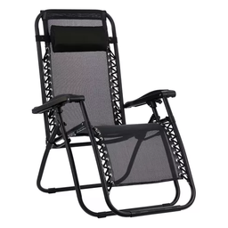 Cadeira Espreguiçadeira Gravidade Zero Praia Piscina Preta - 1 Cadeira Espreguiçadeira Gravidade Zero Praia Piscina Preta - 1