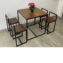 Ver imagem 1 de Conjunto Mesa 4 Cadeiras Pequena Madeira Imbuia Industrial Wood Box