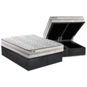 Ver imagem 1 de Cama Box Baú Queen: Colchão Espuma D33 Paropas Pasquale Plus Euro Pillow + Base CRC Suede Grey(158x1