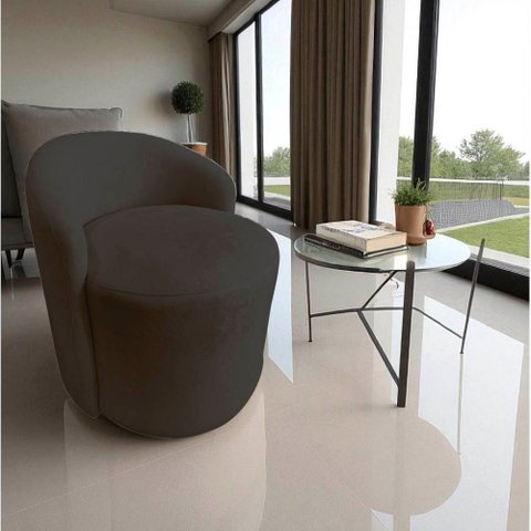 Poltrona Decorativa Yara Orgânica Bouclé Marrom