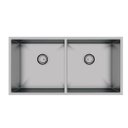 Ver imagem 1 de CUBA DUPLA DE EMBUTIR ESCOVADA CALHA UMIDA 80 R0 84X44 3213 CALHA UMIDA