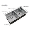 Ver imagem 2 de CUBA DUPLA DE EMBUTIR ESCOVADA CALHA UMIDA 80 R0 84X44 3213 CALHA UMIDA