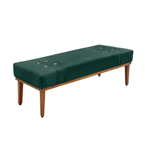 Divã Recamier Banco Base Madeira para Quarto Gênova 195cm Veludo Verde S04 - D'Rossi