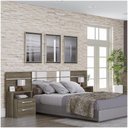 Ver imagem 2 de Cabeceira Para Cama Box Com 2 Mesas De Cabeceira Nogal