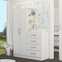 Ver imagem 1 de Guarda-roupa Infantil Hora de Aventura com Cômoda 2 Portas 4 Gavetas Branco - Panorama Móveis