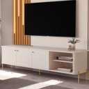 Ver imagem 1 de Rack para Tv 70 Polegadas Olaf Off White Dourado