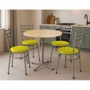 Ver imagem 2 de Mesa de Jantar Redonda 80cm Pinus com 4 Cadeiras Estofada Cinza