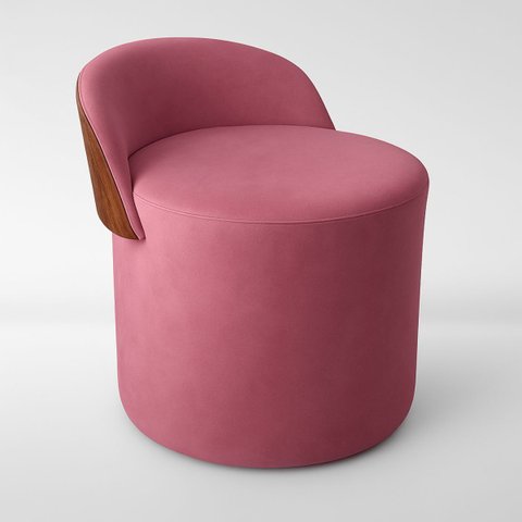 Puff Encosto Corino Redondo Suede Sala Penteadeira Quarto:rose