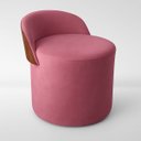 Ver imagem 1 de Puff Encosto Corino Redondo Suede Sala Penteadeira Quarto:rose